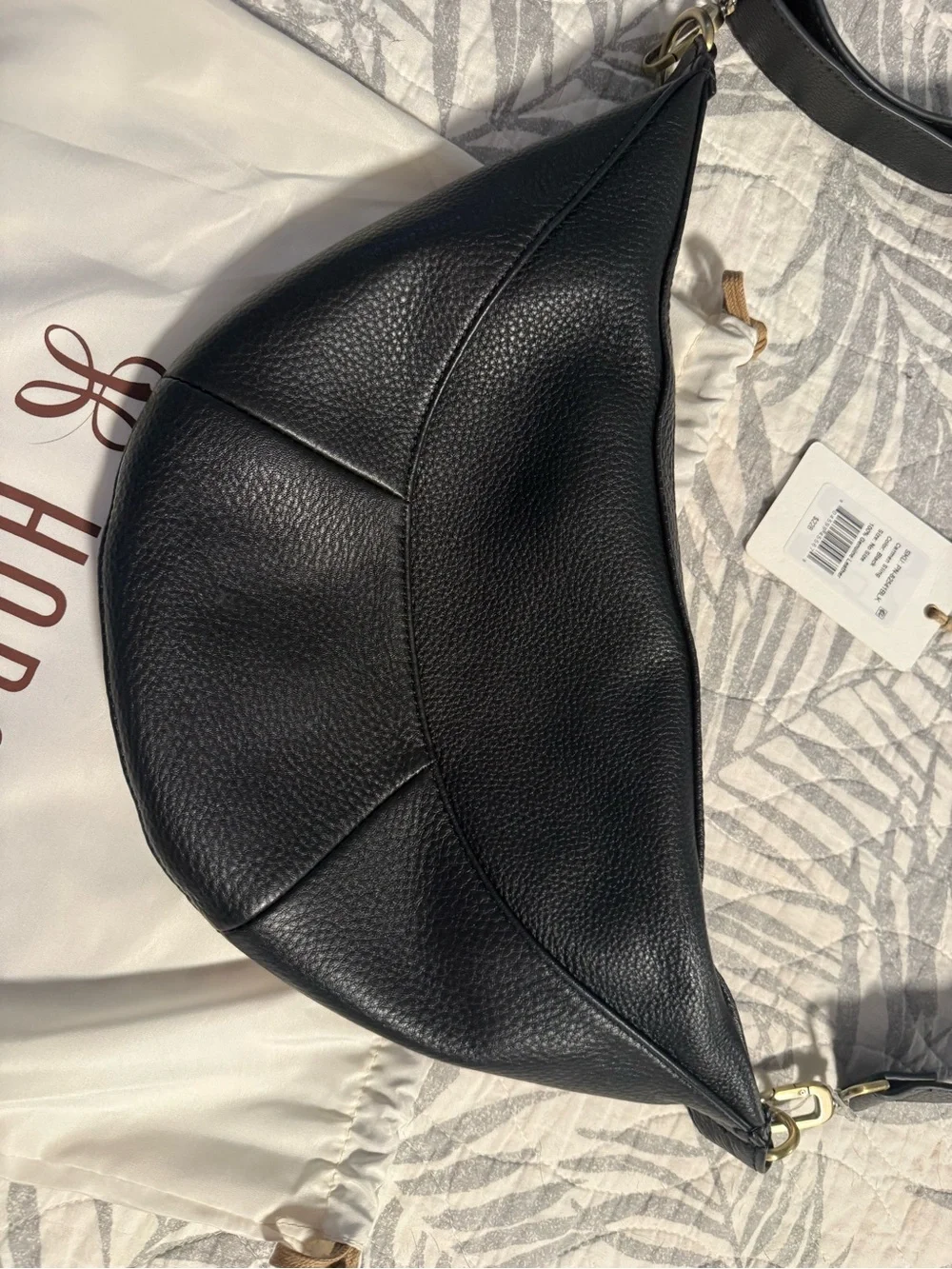 HOBO Black Pebbled Leather Crescent Hobo Shoulder Bag-Carmen Sling